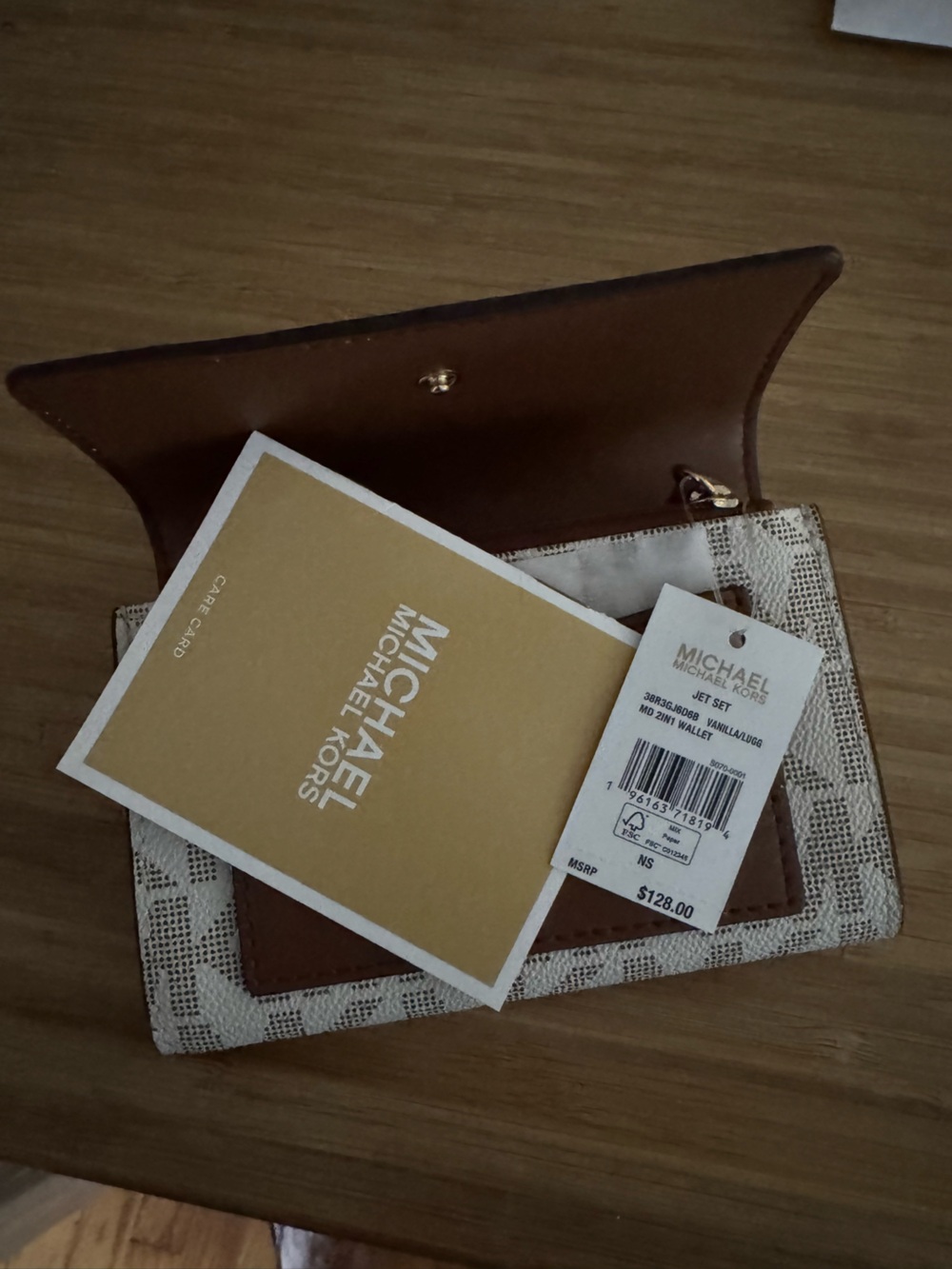 Michael Kors Beige and Brown Logo Continental Wallet - Picture 4 of 5